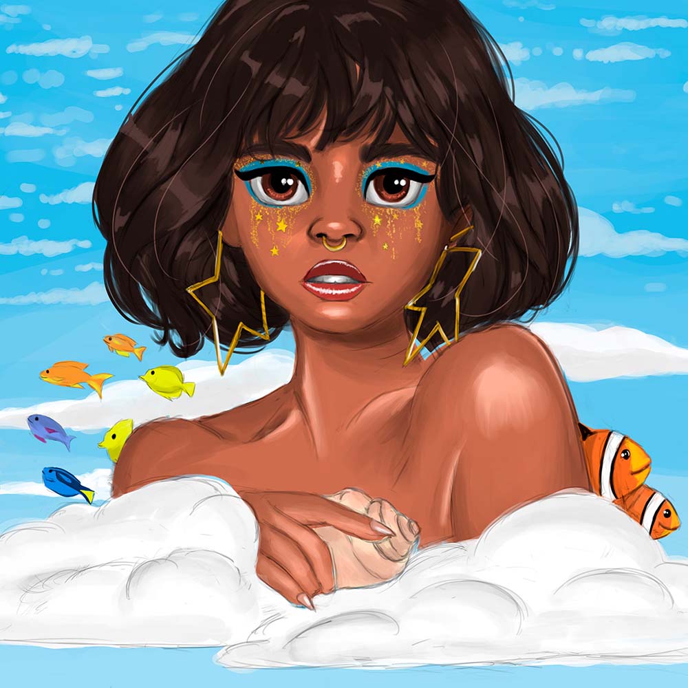 Woman and the sea - Illustration